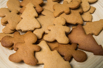 Christmas gingerbread on empty table
