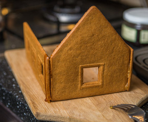 Homemade gingerbread house.