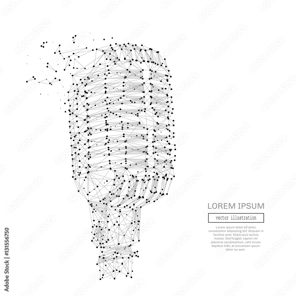 Leinwandbilder Abstract polygonal space low poly microphone with connecting dots and lines. Wireframe vintage microphone connection structure. Futuristic Vector Illustration.