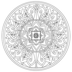 Fototapeta premium Mandala flower coloring vector for adults
