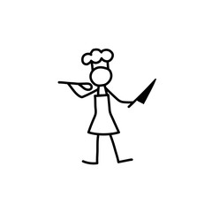 Restaurant chef, cook, waiter stick figure