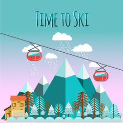 Ski landscape in flat style.