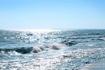 Beautiful beach and wavy sea