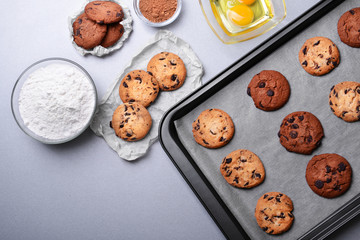 Freshly baked cookies on tray