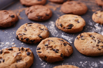 Freshly baked cookies on tray