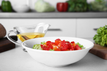 Fresh vegetable salad on a table