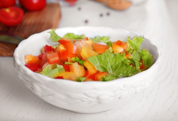 Fresh vegetable salad on a table