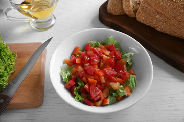 Fresh vegetable salad on a table