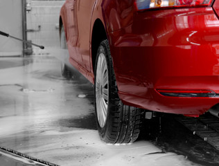 Car in car wash station