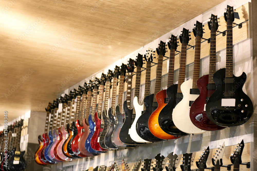 Wall mural Guitars in music shop