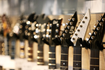 Guitars in music shop