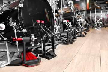 Drums accessories in music shop
