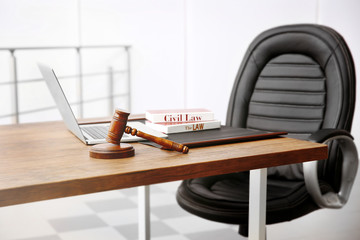 Empty office with lawyer workplace