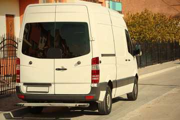 White van parked on street