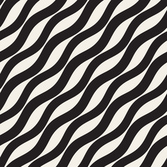 Vector Seamless Black and White Hand Drawn Diagonal Lines Pattern