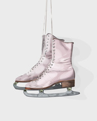 Pink vintage ice skates