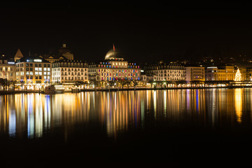 Lucerne. Image of Lucerne, Switzerland during night. European city in the evening.
