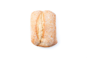 Bread loaf on white background.