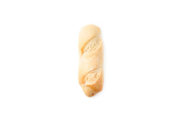 Bread loaf on white background.
