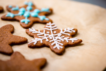 making Gingerbread Cookies Series.  Ready cookies on the plate