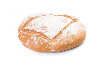 Bread loaf on white background.