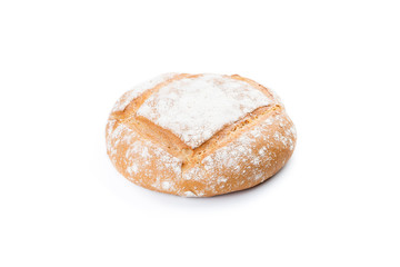 Bread loaf on white background.
