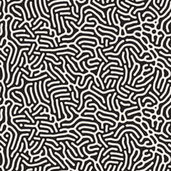 Organic Irregular Rounded Lines. Vector Seamless Black and White Pattern.