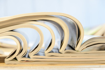side view of a stack of magazines