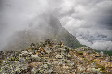 Dramatic norwegian landscape in cold summer