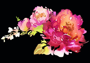 Naklejka premium Flowers watercolor illustration