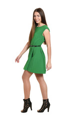 Beautiful woman in green dress