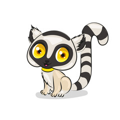 grey stripes cartoon lemur at the white background