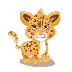 yellow dotted cartoon baby tiger at the white background