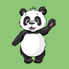 black and white cartoon baby panda at the white background