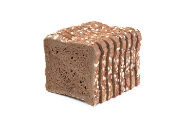 Bread loaf on white background.
