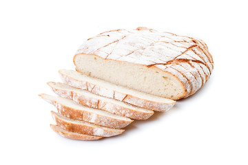 Bread loaf on white background.