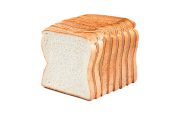 Bread loaf on white background.