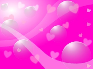 ハート＆しゃぼん玉　ピンク背景