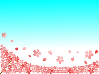 桜フレーム（下）青空背景