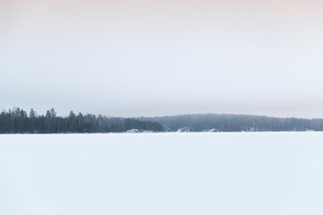 Winter landscape, frozen lake, Finland