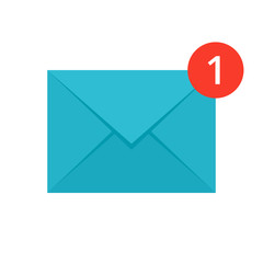 Concept of new message icon like a envelope with notification