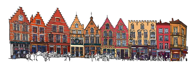 Poster België, Brugge - oud bakstenen huis © Isaxar
