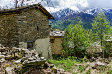 Old stone house in a mountain village.