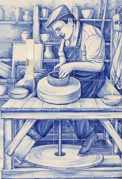 painel de azulejos, oleiro 