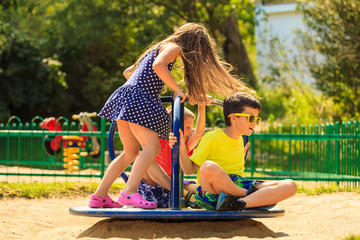 Kids having fun on playground.