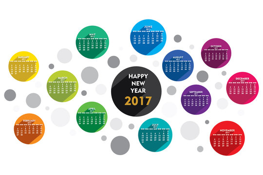 creative colorful new year 2017 calendar design vector