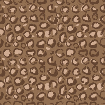 Vector illustration Leopard print seamless pattern. Brown hand drawn background.