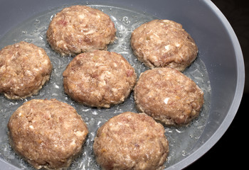 fried cutlets in a pan