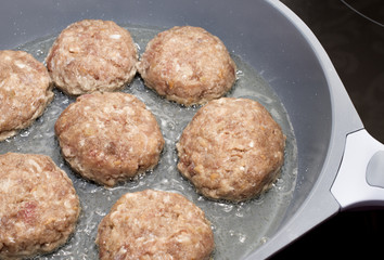 fried cutlets in a pan