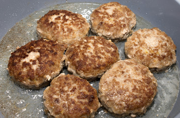 fried cutlets in a pan